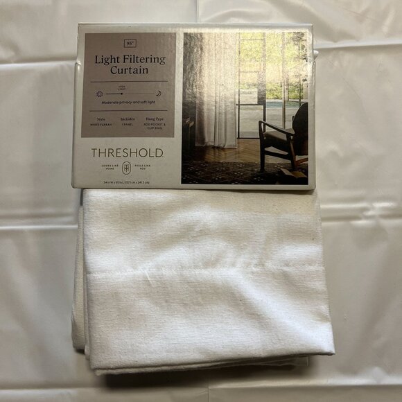 Threshold Light Filtering Farrah Window Curtain Panel White 54x95 - Picture 2 of 3